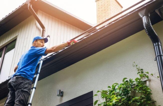 Sydney Gutter Guys technician carrying out gutter repairs in Western Sydney Sydney Gutter Guys technician carrying out gutter repairs in Western Sydney
