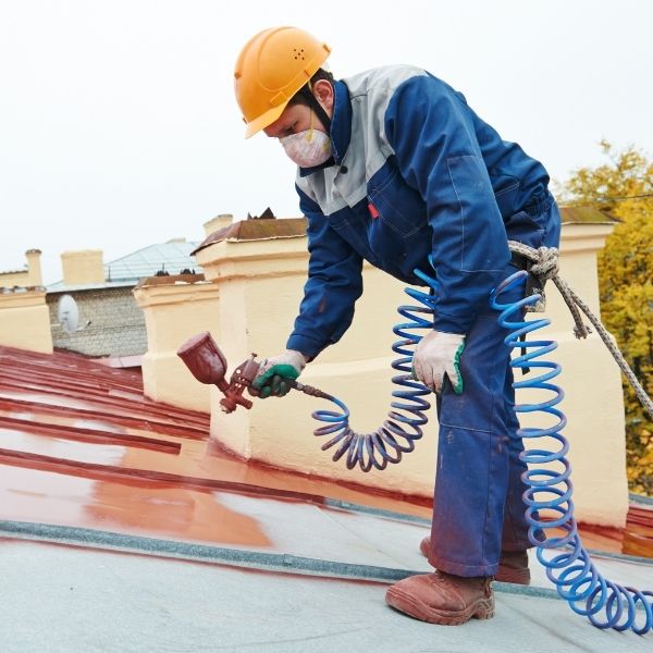 Roof painting in progress on a residential home in Western Sydney by Sydney Gutter Guys Roof painting in progress on a residential home in Western Sydney by Sydney Gutter Guys