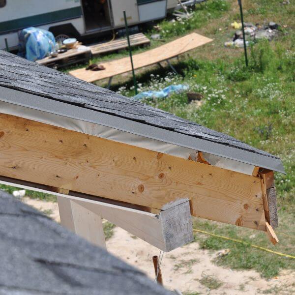 Gutter fascia replacement in Western Sydney in progress, with new fascia boards installed along a residential roof edge.